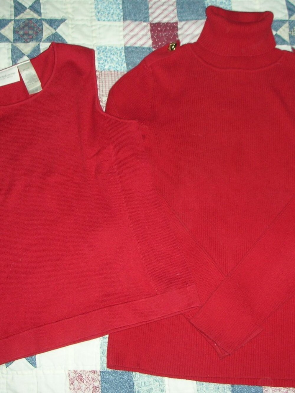 VTG RED Liz Claiborne Petite Sleeveless Sweater, R Lauren Ribbed Turtleneck S